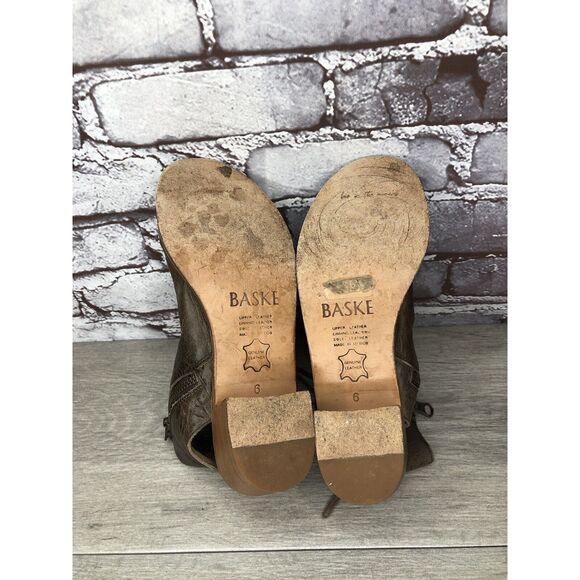 Baske California Ariel Olive Leather Lace Zip Open Toe Heel Sandals Women 6M US - Picture 16 of 16